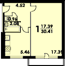 Однокомнатная квартира в доме 1-515/5 план