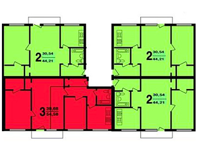 План секций в доме серии I-510, вариант 2