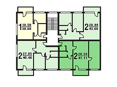 План секций в доме серии 1-511, тип 1