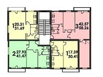 План секций в доме серии 1-515, тип 1