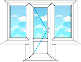 Балконный блок: два окна с дверью