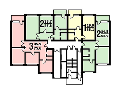 План секций в доме серии КОПЭ - тип 3