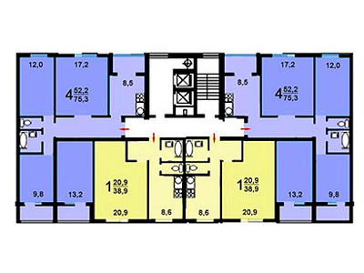 План секций в доме серии П-30, вариант 2