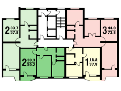 План секций в доме серии П-44