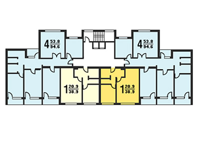 План секций в доме серии П-55, тип 1
