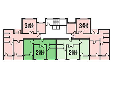 План секций в доме серии П-55, вариант 2