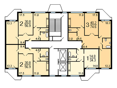 План секций в доме серии ПД-4