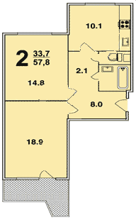 Двухкомнатная квартира в доме П44 план
