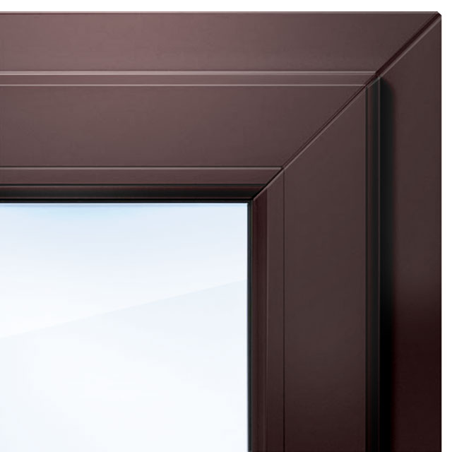 Коричневые окна из профиля Veka крашеные в цвет горький шоколад